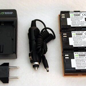 NEW Canon/Wasabi 3xLP-E6 Batteries + Charger for 90D 80D 70D 60D R R5 R5C R6 Ra